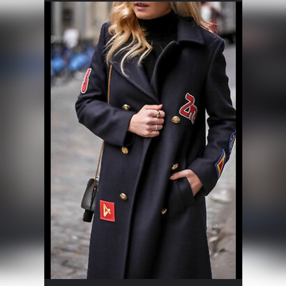 Zara woman awesome long military coat with patches. - Picture 10 of 10
